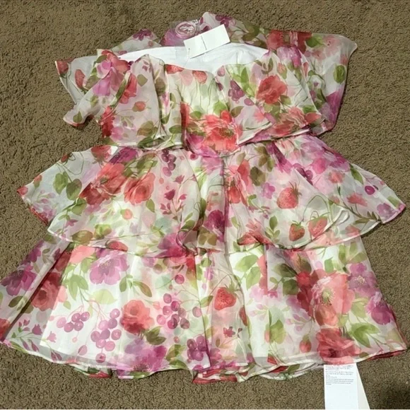 🍓✨Organza Tiered Strapless Mini Dress Abercrombie & Fitch 
New with tags! - Picture 3 of 9
